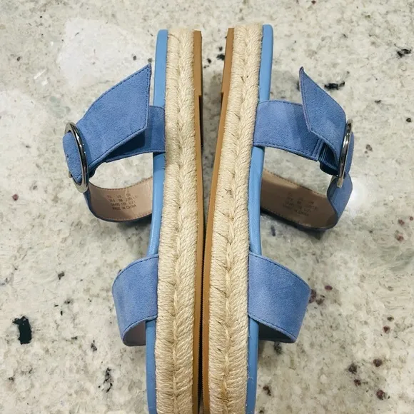 Stuart Weitzman Mykonos NWOB Women's Suede Espadrille Periwinkle Sandals Size 9