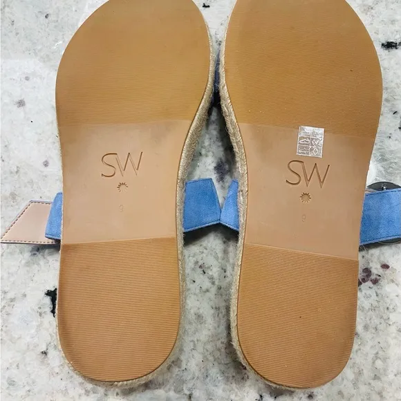 Stuart Weitzman Mykonos NWOB Women's Suede Espadrille Periwinkle Sandals Size 9