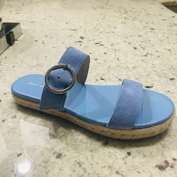 Stuart Weitzman Mykonos NWOB Women's Suede Espadrille Periwinkle Sandals Size 9