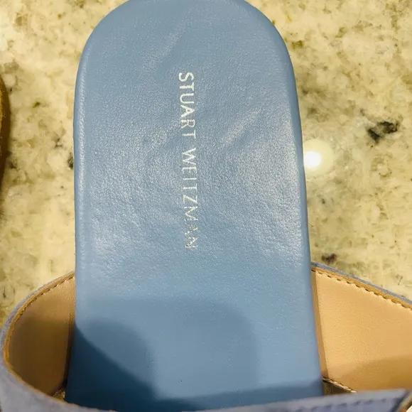 Stuart Weitzman Mykonos NWOB Women's Suede Espadrille Periwinkle Sandals Size 9