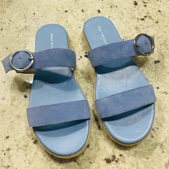 Stuart Weitzman Mykonos NWOB Women's Suede Espadrille Periwinkle Sandals Size 9