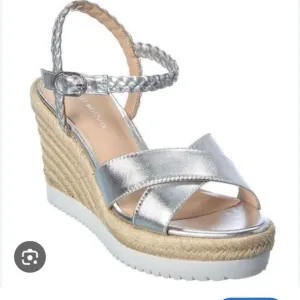 Stuart Weitzman Mykonos wedge silver metallic sandals size 6.5 $395!!