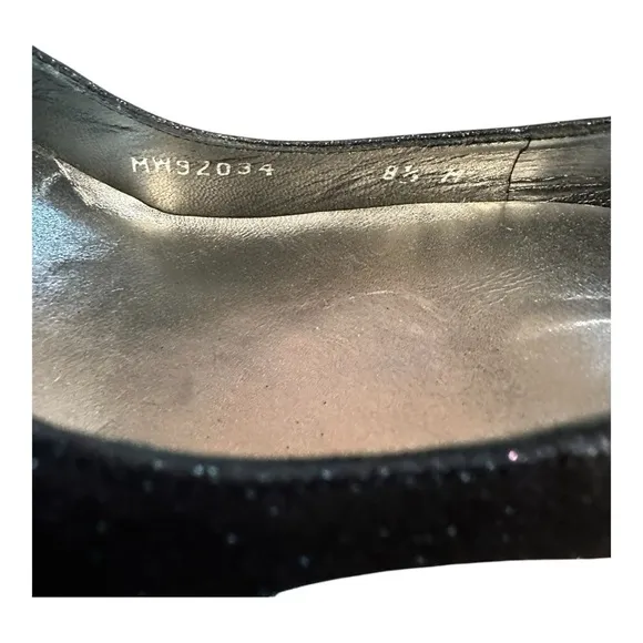 Stuart Weitzman Navy Dagger Mini Glitter 5” Heels with Pointed Toe and Stiletto