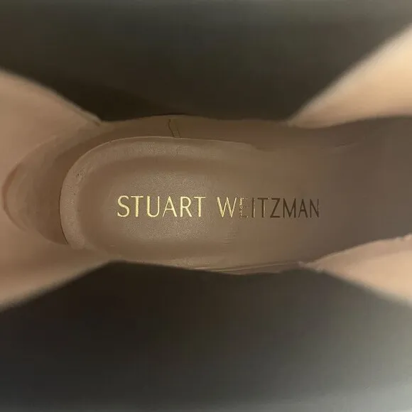 Stuart Weitzman Norah Chelsea Cream Leather Platform Boots, Size 10C WORN ONCE