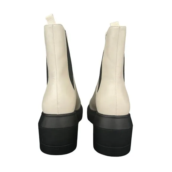 Stuart Weitzman Norah Chelsea Cream Leather Platform Boots, Size 10C WORN ONCE