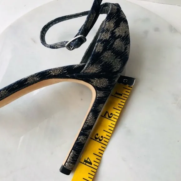 STUART WEITZMAN NUDIST Navy Blue Silver Galaxy Denim Heel Sandals