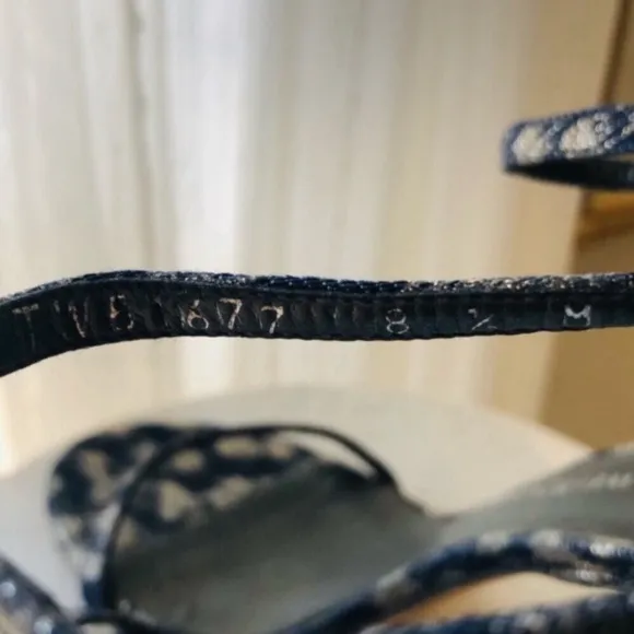 STUART WEITZMAN NUDIST Navy Blue Silver Galaxy Denim Heel Sandals
