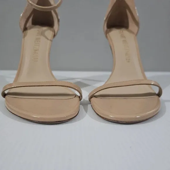 Stuart Weitzman Nudistsong Heel Ankle Strap Sandal Adobe Tan Leather Size 10