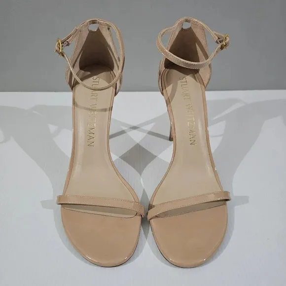 Stuart Weitzman Nudistsong Heel Ankle Strap Sandal Adobe Tan Leather Size 10