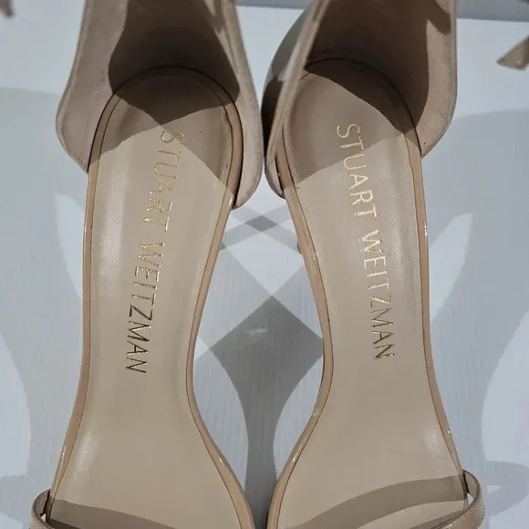 Stuart Weitzman Nudistsong Heel Ankle Strap Sandal Adobe Tan Leather Size 10