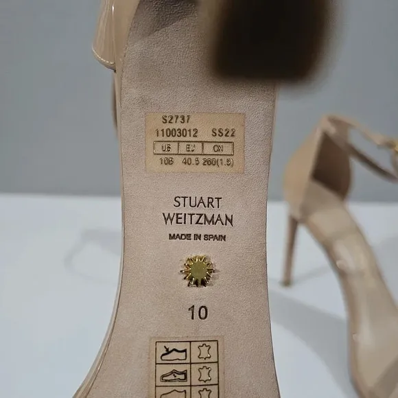Stuart Weitzman Nudistsong Heel Ankle Strap Sandal Adobe Tan Leather Size 10