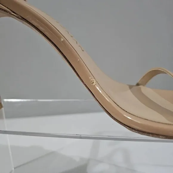 Stuart Weitzman Nudistsong Heel Ankle Strap Sandal Adobe Tan Leather Size 10