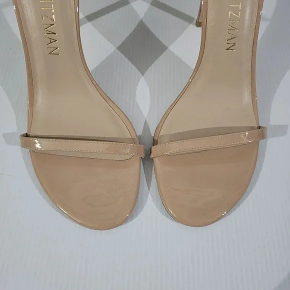 Stuart Weitzman Nudistsong Heel Ankle Strap Sandal Adobe Tan Leather Size 10