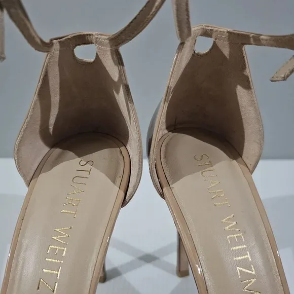Stuart Weitzman Nudistsong Heel Ankle Strap Sandal Adobe Tan Leather Size 10