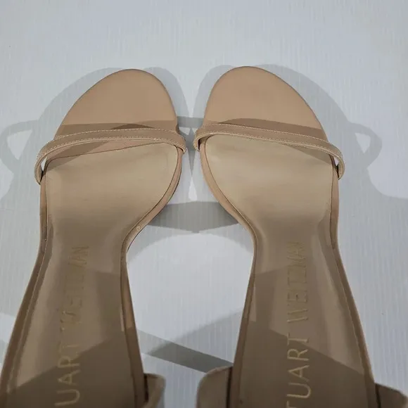 Stuart Weitzman Nudistsong Heel Ankle Strap Sandal Adobe Tan Leather Size 10