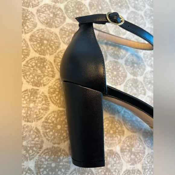 Stuart Weitzman NWOT Black Leather NearlyNude Strap Sandal Size 10