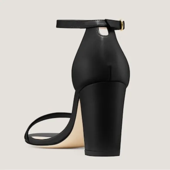 Stuart Weitzman NWOT Black Leather NearlyNude Strap Sandal Size 10