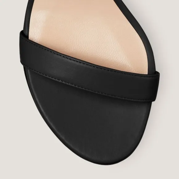 Stuart Weitzman NWOT Black Leather NearlyNude Strap Sandal Size 10