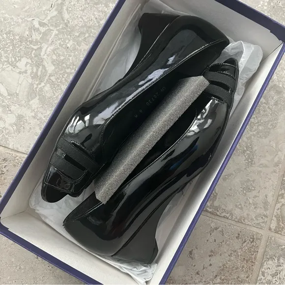 Stuart Weitzman One Day Pump, Peep-Toe Wedge Shoes Black Size 8M In Original Box