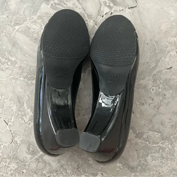 Stuart Weitzman One Day Pump, Peep-Toe Wedge Shoes Black Size 8M In Original Box