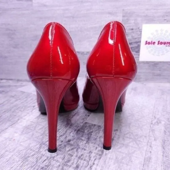 Stuart Weitzman Patent Leather Stiletto Heeled Pump Cherry Red Women's sz 6.5