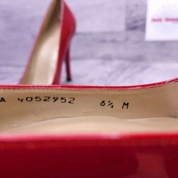 Stuart Weitzman Patent Leather Stiletto Heeled Pump Cherry Red Women's sz 6.5