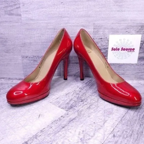 Stuart Weitzman Patent Leather Stiletto Heeled Pump Cherry Red Women's sz 6.5