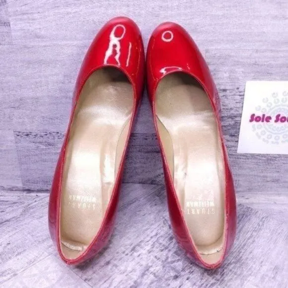 Stuart Weitzman Patent Leather Stiletto Heeled Pump Cherry Red Women's sz 6.5