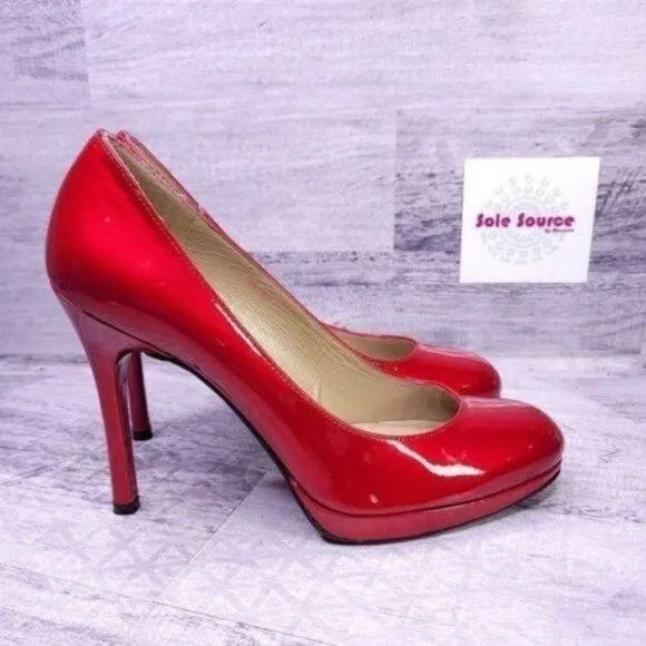 Stuart Weitzman Patent Leather Stiletto Heeled Pump Cherry Red Women's sz 6.5