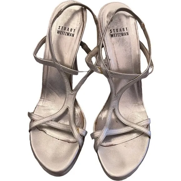 Stuart Weitzman platform silver sandals