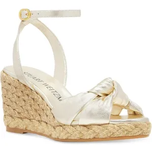STUART WEITZMAN Playa Espadrille Knot Wedge Sandal Gold Natural 7