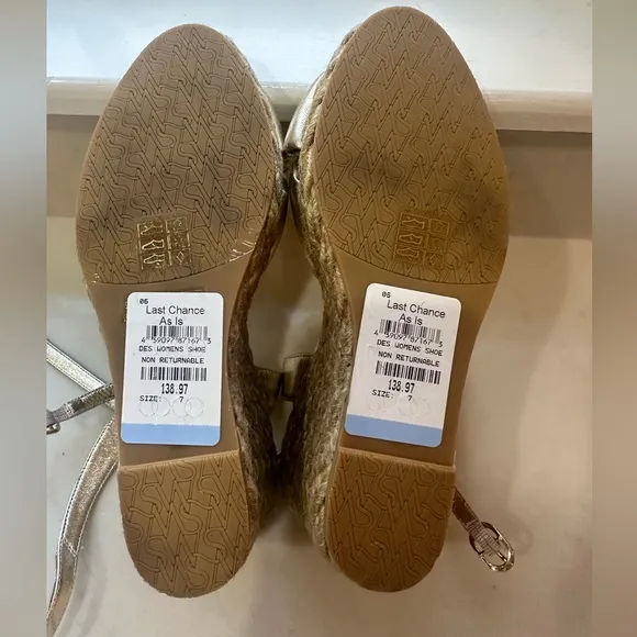 STUART WEITZMAN Playa Espadrille Knot Wedge Sandal Gold Natural 7