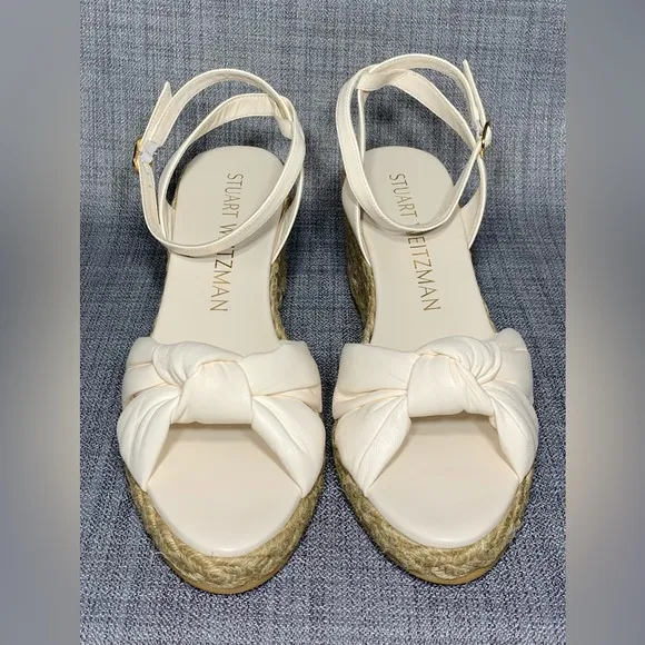 Stuart Weitzman Playa Knotted Espadrille Wedge Sandals Size 9.5