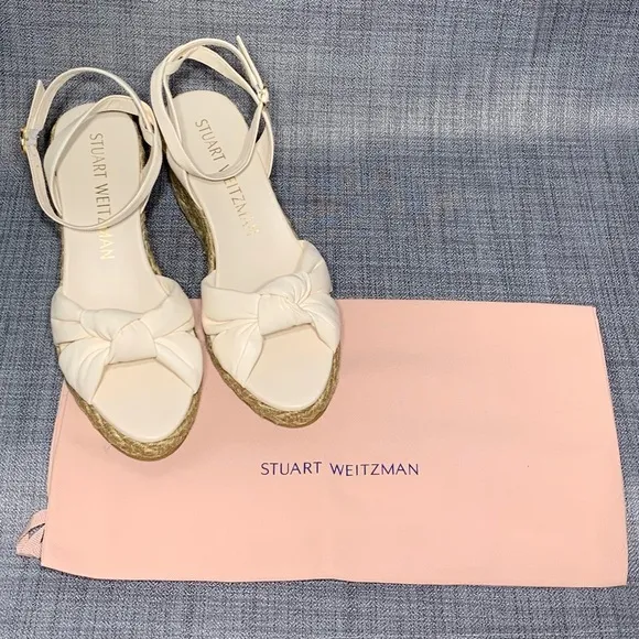 Stuart Weitzman Playa Knotted Espadrille Wedge Sandals Size 9.5