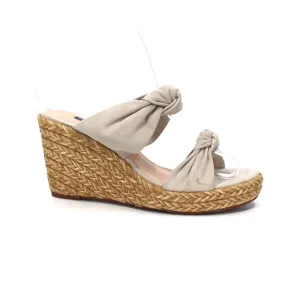Stuart Weitzman Sarina Grey Suede Knotted Espadrille Wedge Sandals 7 Heeled Shoe