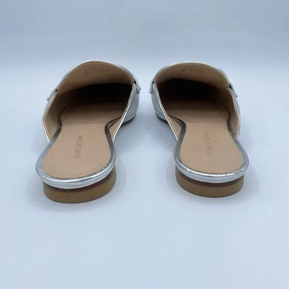 Stuart Weitzman Silver Leather Mules Shoes 8 1/2