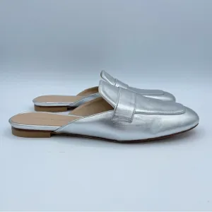 Stuart Weitzman Silver Leather Mules Shoes 8 1/2