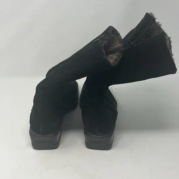 Stuart Weitzman suede boots 9.5 square toe black