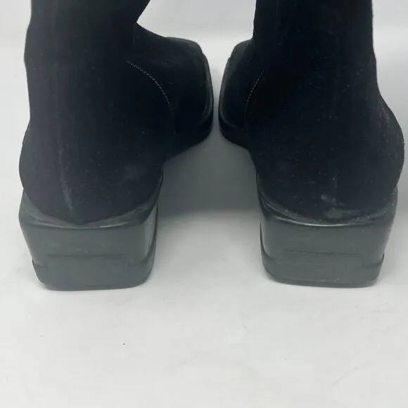 Stuart Weitzman suede boots 9.5 square toe black