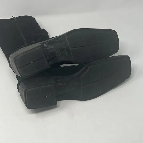 Stuart Weitzman suede boots 9.5 square toe black