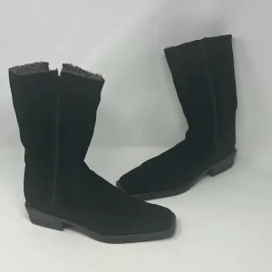 Stuart Weitzman suede boots 9.5 square toe black