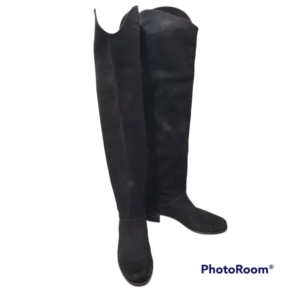 Stuart Weitzman sz 7 Dunkirk Leather Over The Knee Black Boots