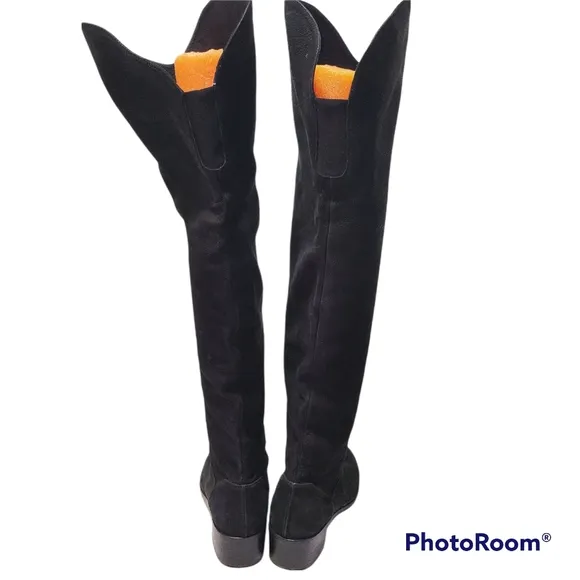 Stuart Weitzman sz 7 Dunkirk Leather Over The Knee Black Boots
