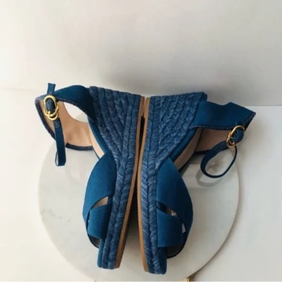 STUART WEITZMAN Wedge Espadrille - MIRELLA Navy Blue Wedge Espadrille Sandals
