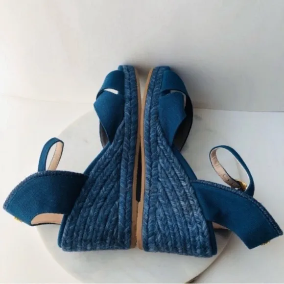 STUART WEITZMAN Wedge Espadrille - MIRELLA Navy Blue Wedge Espadrille Sandals