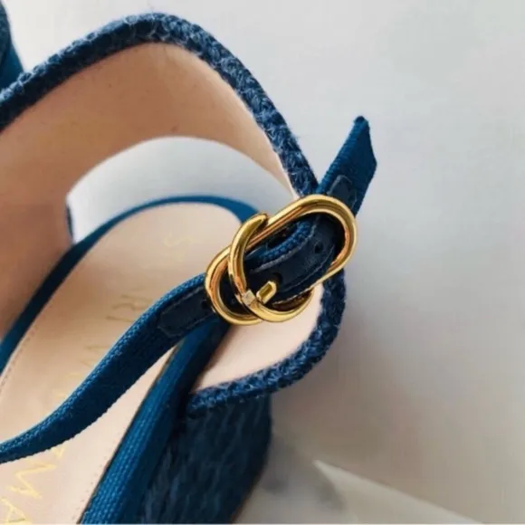STUART WEITZMAN Wedge Espadrille - MIRELLA Navy Blue Wedge Espadrille Sandals