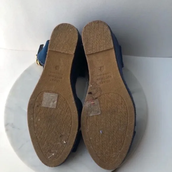 STUART WEITZMAN Wedge Espadrille - MIRELLA Navy Blue Wedge Espadrille Sandals