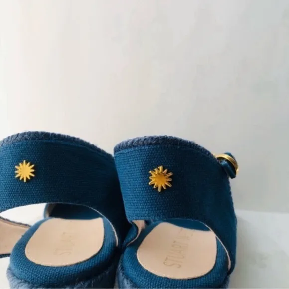 STUART WEITZMAN Wedge Espadrille - MIRELLA Navy Blue Wedge Espadrille Sandals