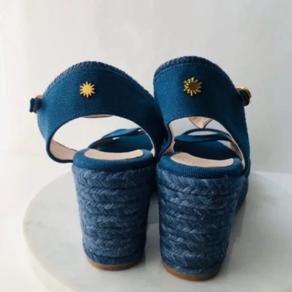 STUART WEITZMAN Wedge Espadrille - MIRELLA Navy Blue Wedge Espadrille Sandals
