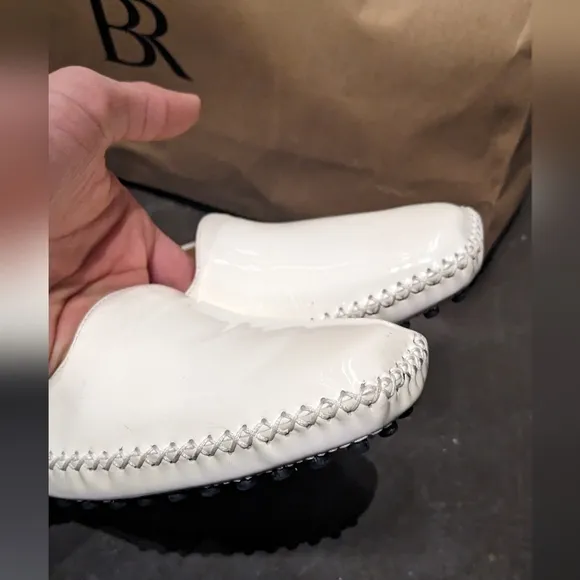 Stuart Weitzman White patent loafers